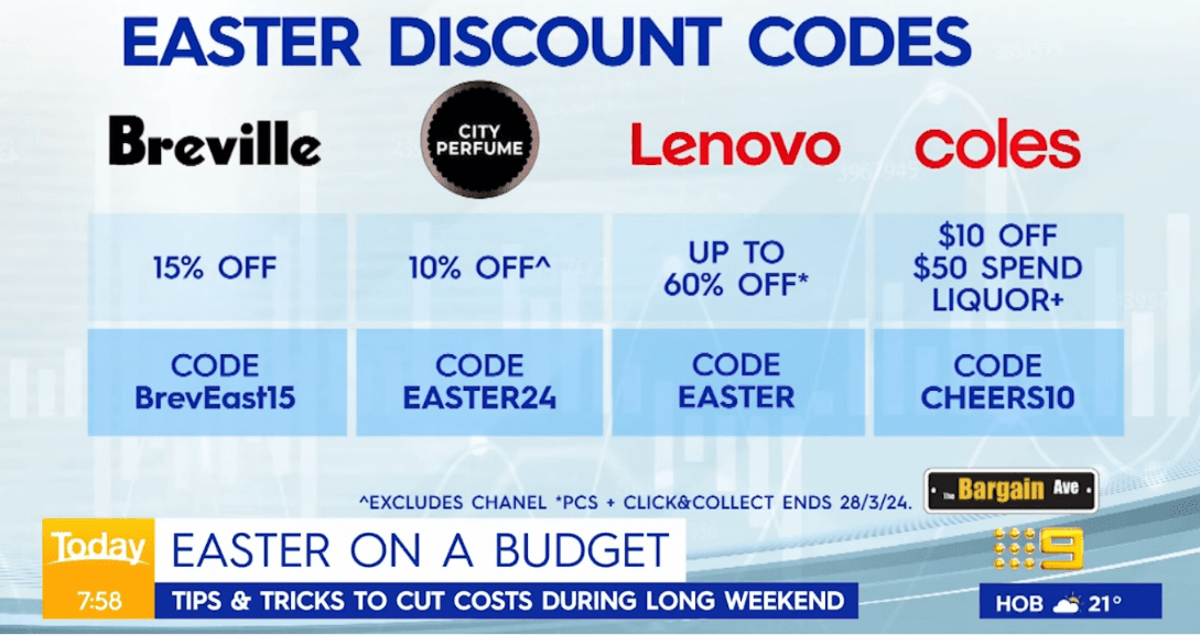 The Bargain Avenue coupons on TV on Channel Nine